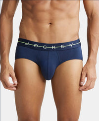Super Combed Cotton Elastane Solid Brief with Ultrasoft Waistband - Navy-1