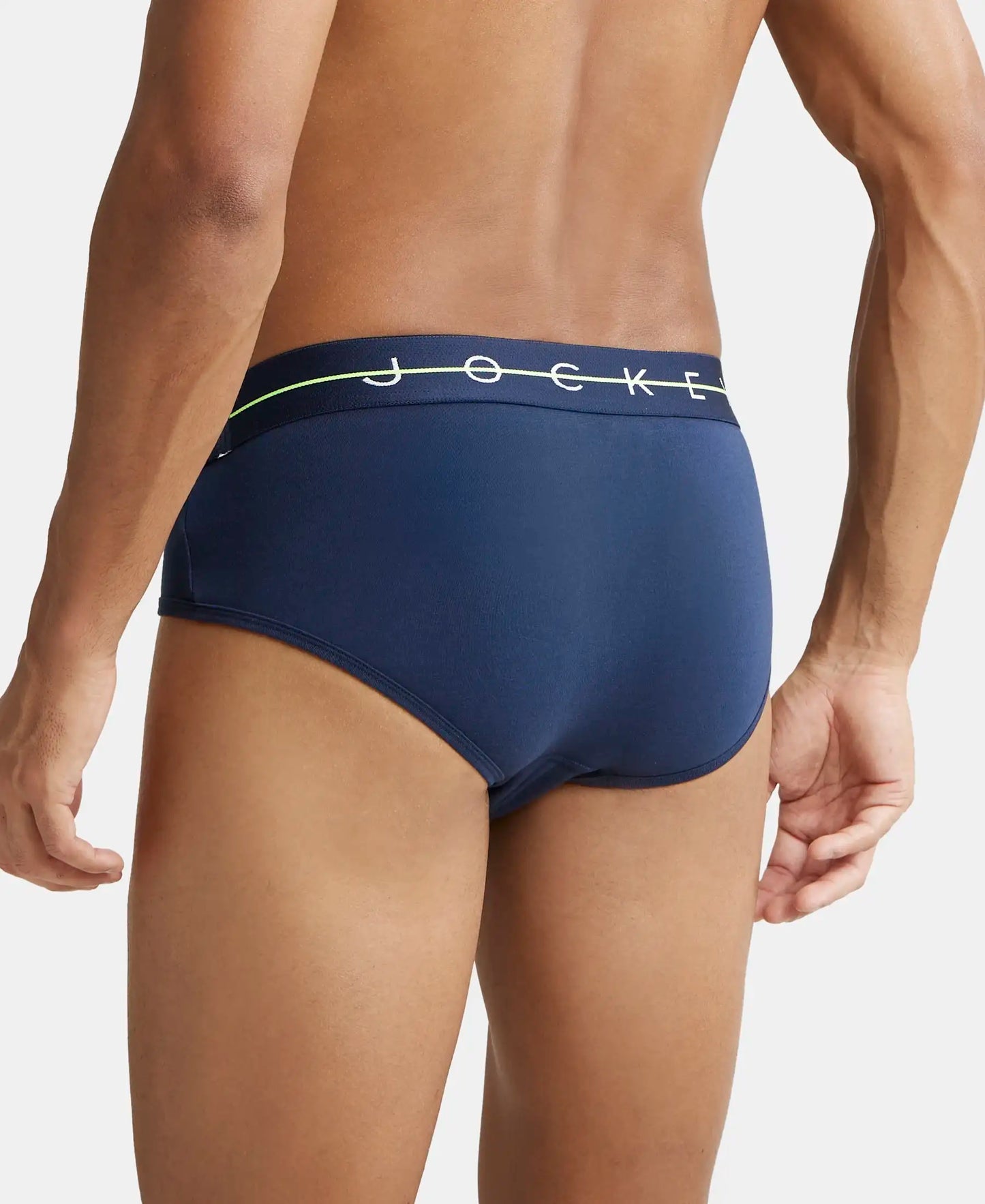 Super Combed Cotton Elastane Solid Brief with Ultrasoft Waistband - Navy-3