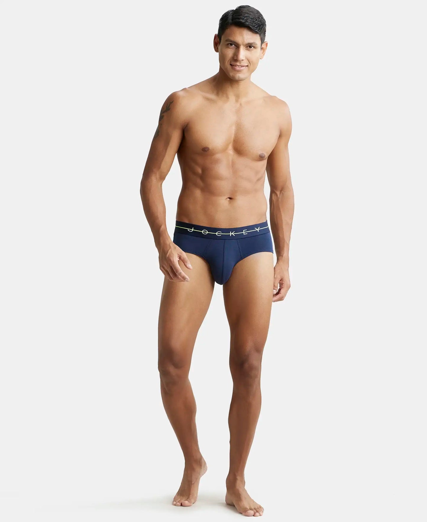Super Combed Cotton Elastane Solid Brief with Ultrasoft Waistband - Navy-4