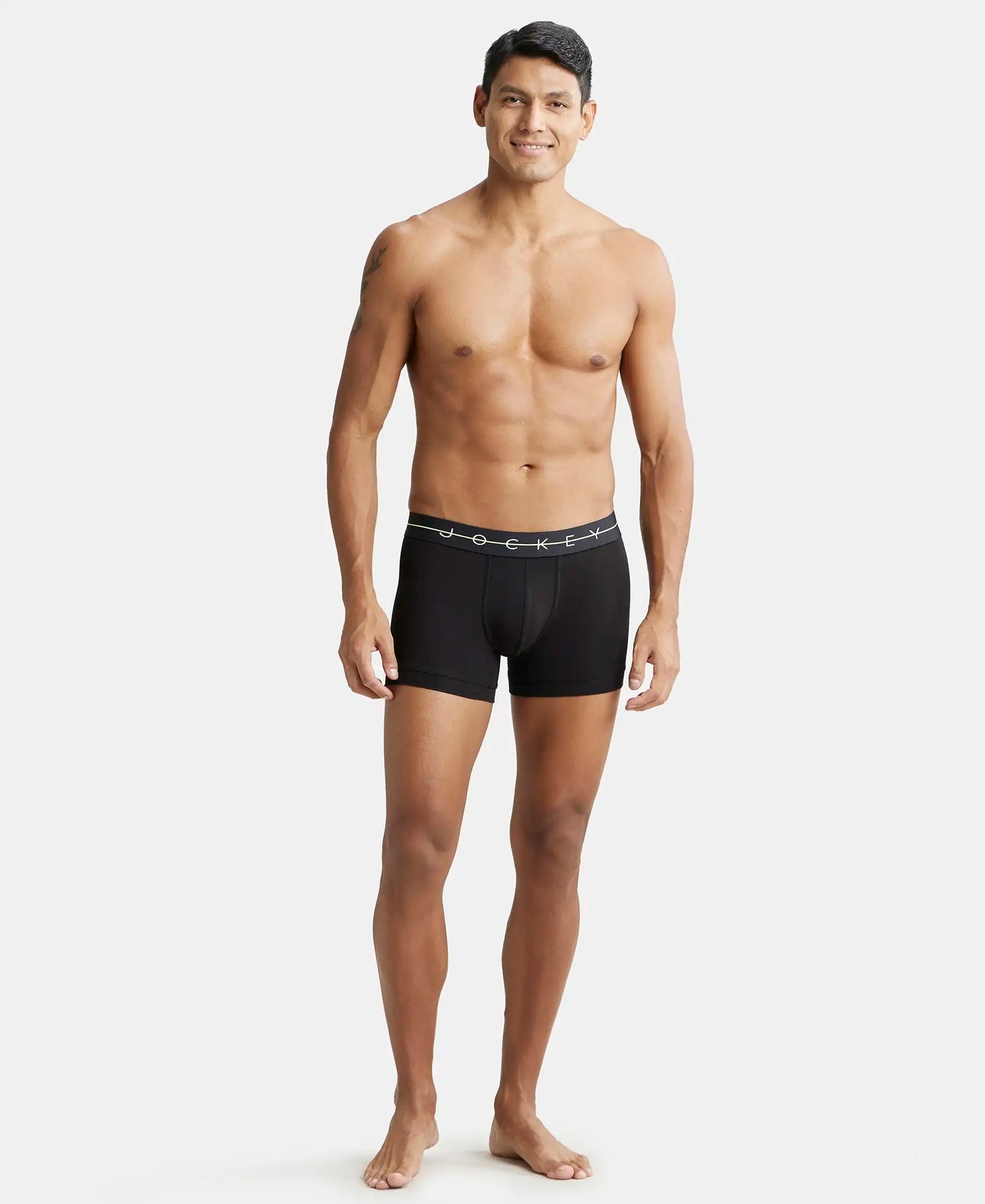 Super Combed Cotton Elastane Solid Trunk with Ultrasoft Waistband - Black-4
