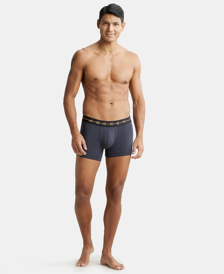 Super Combed Cotton Elastane Solid Trunk with Ultrasoft Waistband - Graphite-4