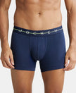 Super Combed Cotton Elastane Solid Trunk with Ultrasoft Waistband - Navy-1