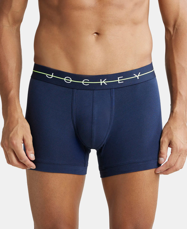 Super Combed Cotton Elastane Solid Trunk with Ultrasoft Waistband - Navy-1