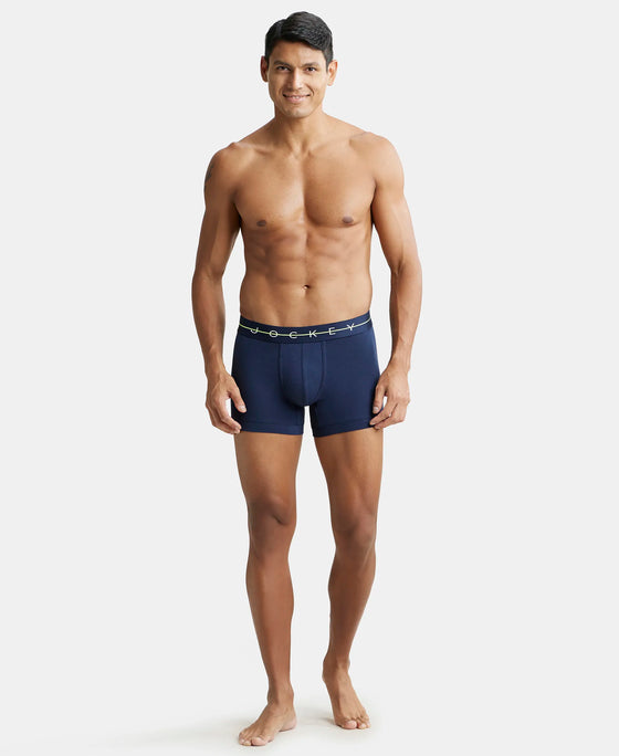 Super Combed Cotton Elastane Solid Trunk with Ultrasoft Waistband - Navy-4