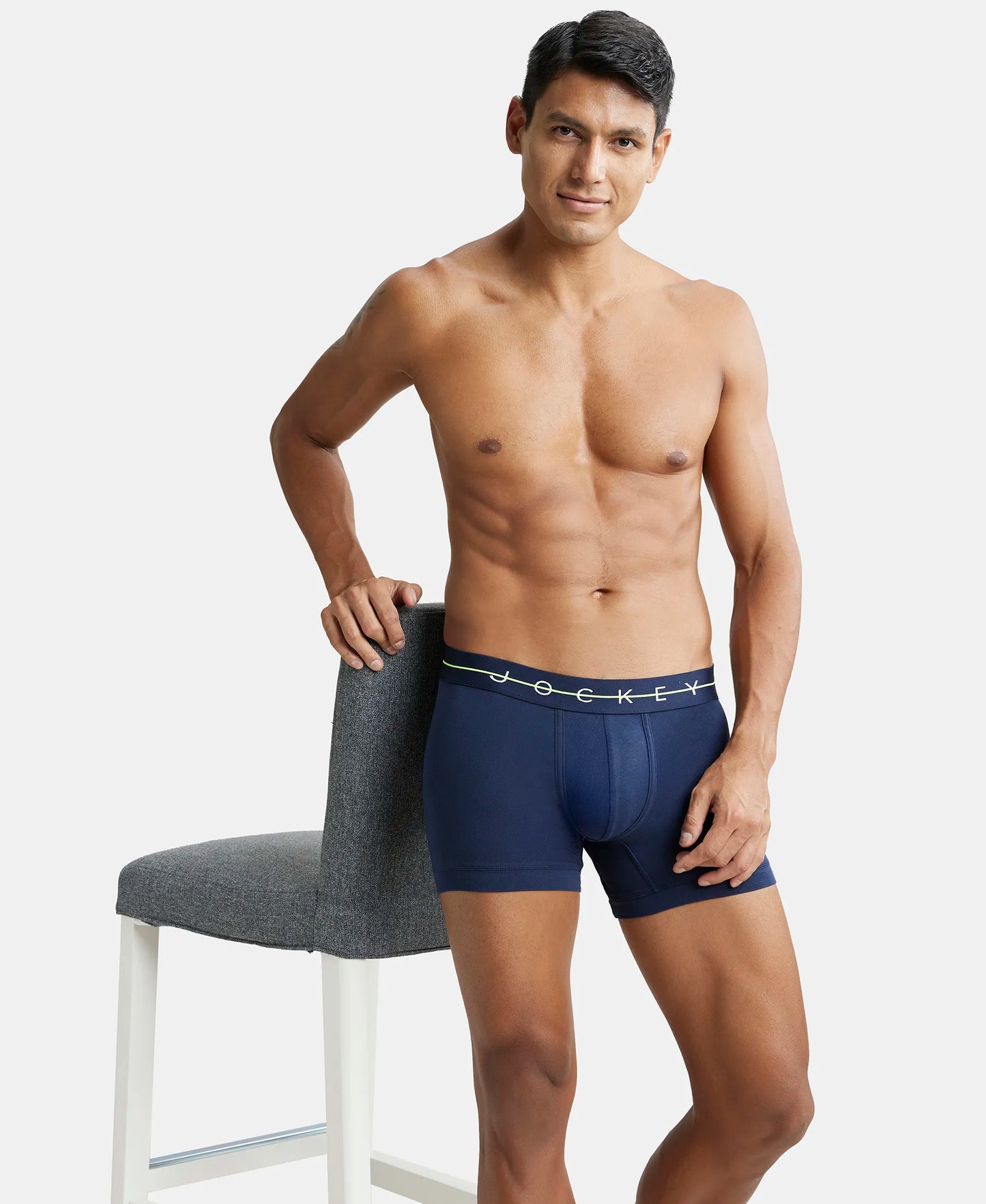 Super Combed Cotton Elastane Solid Trunk with Ultrasoft Waistband - Navy-5