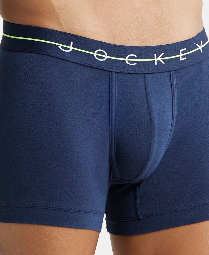 Super Combed Cotton Elastane Solid Trunk with Ultrasoft Waistband - Navy-7