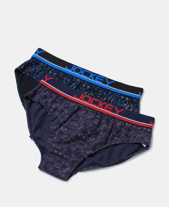 Super Combed Cotton Elastane Printed Brief with Ultrasoft Waistband - Assorted Color & Prints-1
