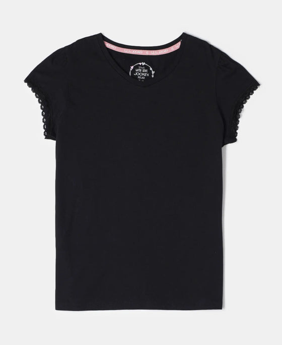Super Combed Cotton Solid Short Sleeve T-Shirt - Black-1