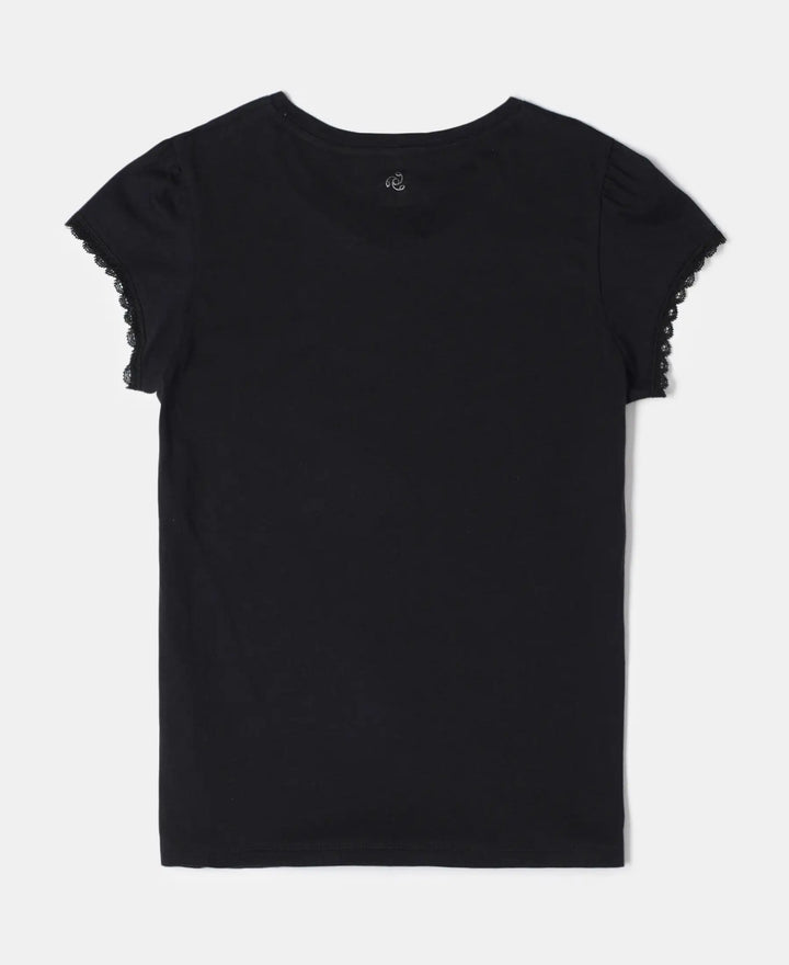 Super Combed Cotton Solid Short Sleeve T-Shirt - Black-2