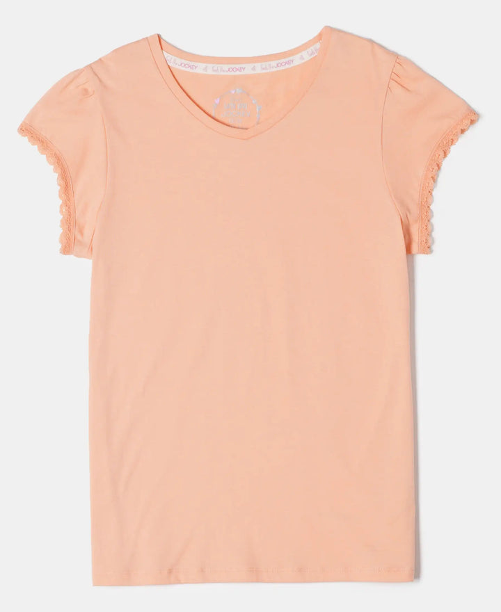 Super Combed Cotton Solid Short Sleeve T-Shirt - Coral Reef-1