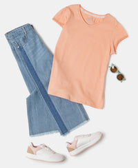 Super Combed Cotton Solid Short Sleeve T-Shirt - Coral Reef-4