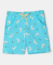 Super Combed Cotton Printed Shorts - Blue Curacao Printed-1