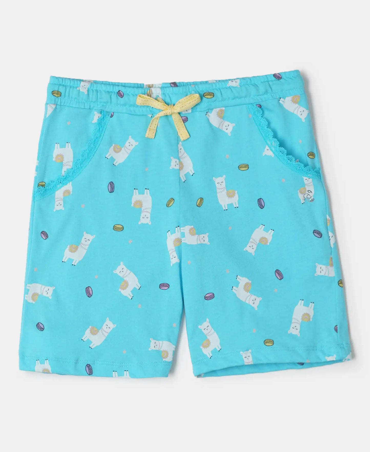Super Combed Cotton Printed Shorts - Blue Curacao Printed-1