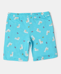 Super Combed Cotton Printed Shorts - Blue Curacao Printed-2