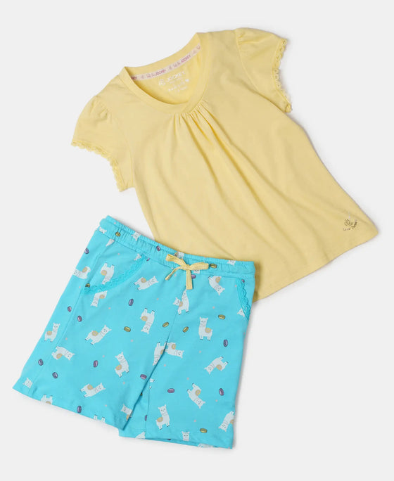 Super Combed Cotton Printed Shorts - Blue Curacao Printed-4