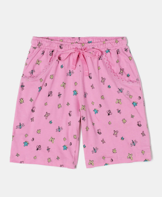 Super Combed Cotton Printed Shorts - Wild Orchid Printed-1