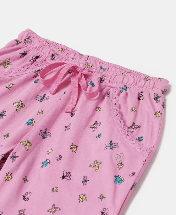 Super Combed Cotton Printed Shorts - Wild Orchid Printed-3