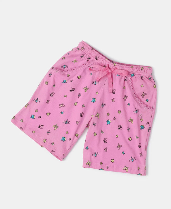 Super Combed Cotton Printed Shorts - Wild Orchid Printed-4