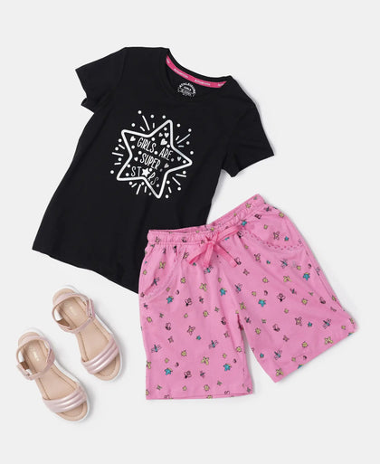 Super Combed Cotton Printed Shorts - Wild Orchid Printed-5