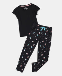 Super Combed Cotton Printed Pyjama - Black Printed-4