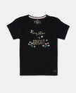 Super Combed Cotton Graphic Printed Short Sleeve T-Shirt - Black-1
