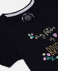 Super Combed Cotton Graphic Printed Short Sleeve T-Shirt - Black-3