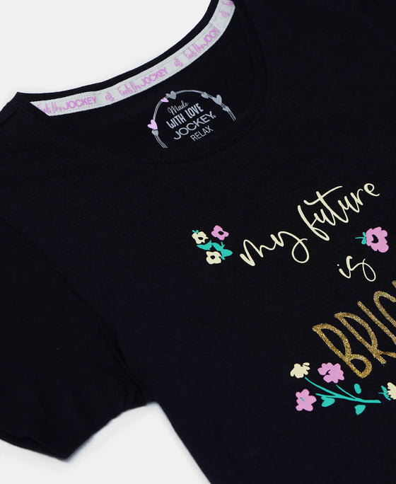 Super Combed Cotton Graphic Printed Short Sleeve T-Shirt - Black-3