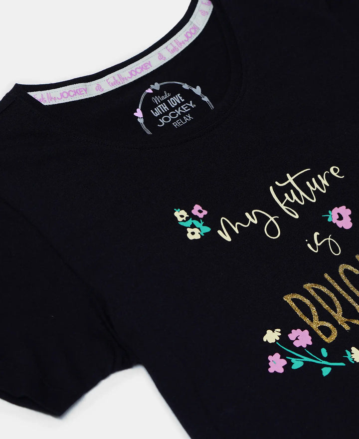 Super Combed Cotton Graphic Printed Short Sleeve T-Shirt - Black-3