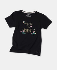 Super Combed Cotton Graphic Printed Short Sleeve T-Shirt - Black-5