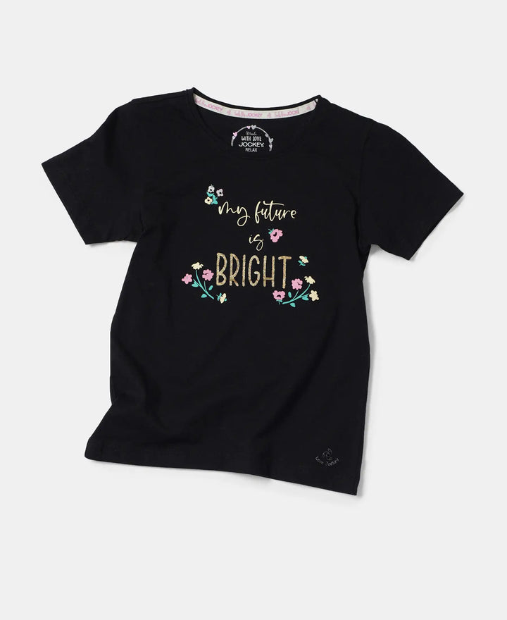 Super Combed Cotton Graphic Printed Short Sleeve T-Shirt - Black-5
