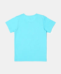Super Combed Cotton Graphic Printed Short Sleeve T-Shirt - Blue Curacao-2