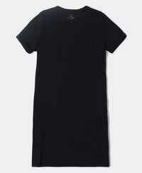 Super Combed Cotton Graphic Printed Dress - Black-2