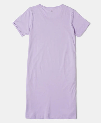 Super Combed Cotton Graphic Printed Dress - Lavendula-2