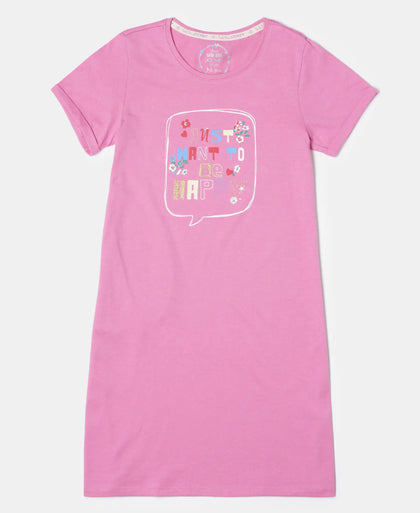 Super Combed Cotton Graphic Printed Dress - Wild Orchid-1