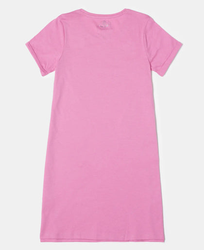 Super Combed Cotton Graphic Printed Dress - Wild Orchid-2
