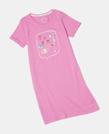 Super Combed Cotton Graphic Printed Dress - Wild Orchid-4