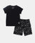 Super Combed Cotton Short Sleeve T-Shirt and Printed Shorts Set - Black-1