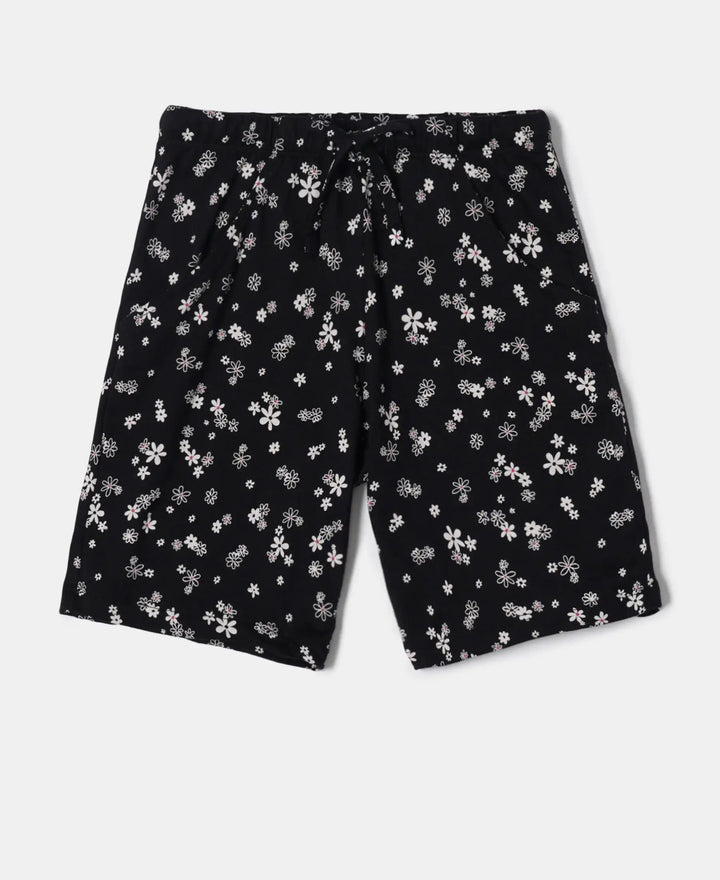 Super Combed Cotton Short Sleeve T-Shirt and Printed Shorts Set - Black-2