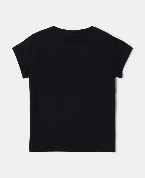Super Combed Cotton Short Sleeve T-Shirt and Printed Shorts Set - Black-5