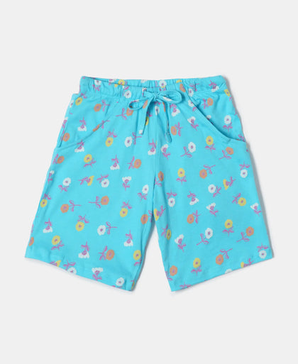Super Combed Cotton Short Sleeve T-Shirt and Printed Shorts Set - Blue Curacao-2