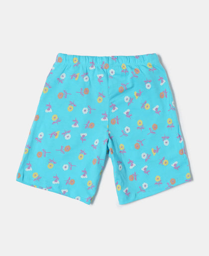 Super Combed Cotton Short Sleeve T-Shirt and Printed Shorts Set - Blue Curacao-3