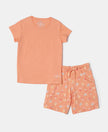 Super Combed Cotton Short Sleeve T-Shirt and Printed Shorts Set - Coral Reef-1