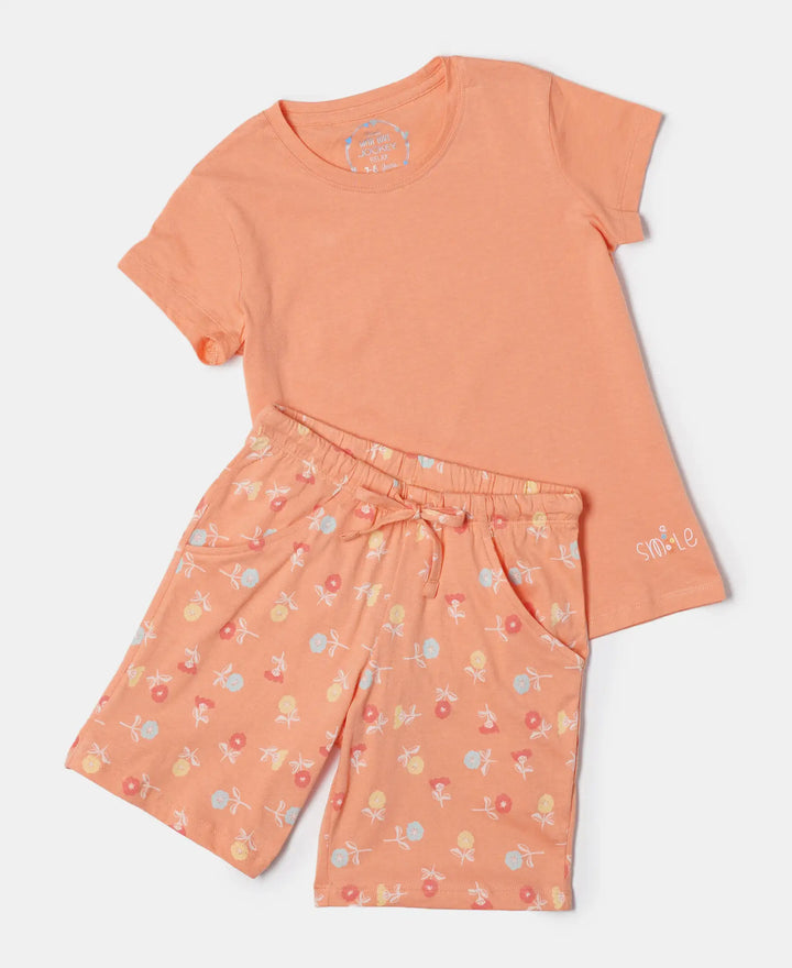 Super Combed Cotton Short Sleeve T-Shirt and Printed Shorts Set - Coral Reef-6