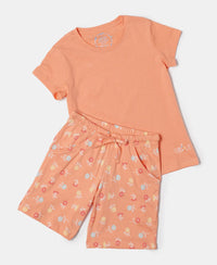 Super Combed Cotton Short Sleeve T-Shirt and Printed Shorts Set - Coral Reef-6