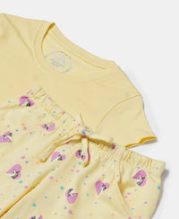 Super Combed Cotton Short Sleeve T-Shirt and Printed Shorts Set - Pale Banana-7
