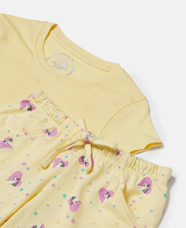 Super Combed Cotton Short Sleeve T-Shirt and Printed Shorts Set - Pale Banana-7
