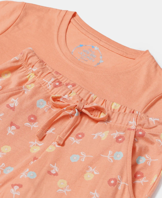 Super Combed Cotton Short Sleeve T-Shirt and Printed Pyjama Set - Coral Reef-7