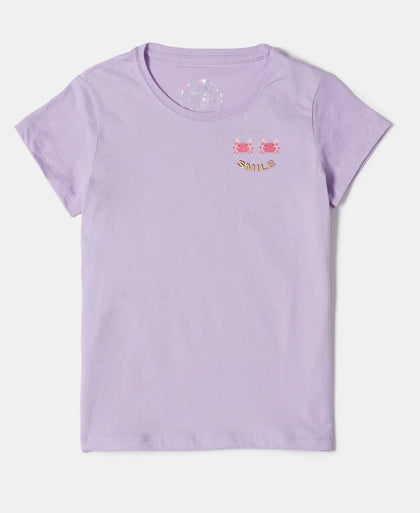 Super Combed Cotton Short Sleeve T-Shirt and Printed Pyjama Set - Lavendula-2