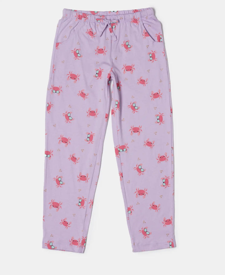 Super Combed Cotton Short Sleeve T-Shirt and Printed Pyjama Set - Lavendula-4