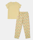 Super Combed Cotton Short Sleeve T-Shirt and Printed Pyjama Set - Pale Banana-1